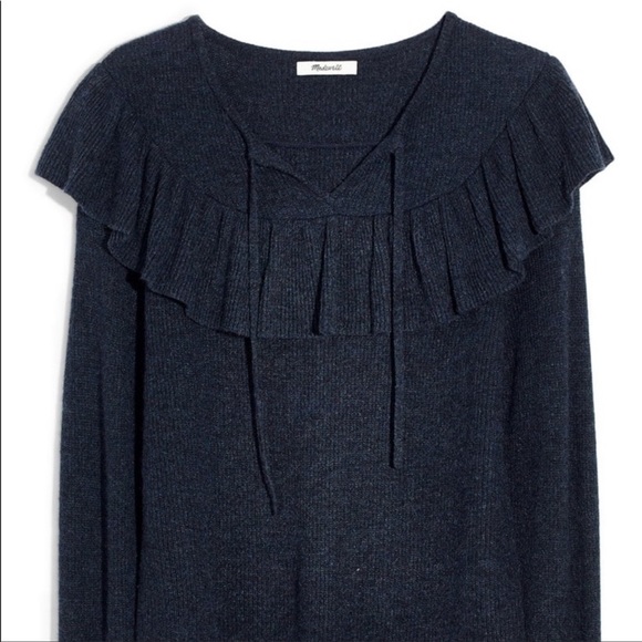 NEW Madewell Tie-Neck Ruffle Pullover Sweater - Picture 5 of 12